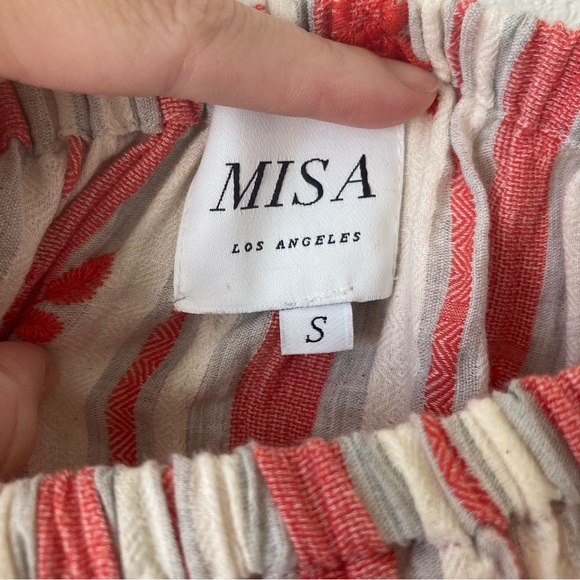 Misa Los Angeles Mini Dress Floral Striped Off The Shoulder Embroidered Small - Picture 13 of 15
